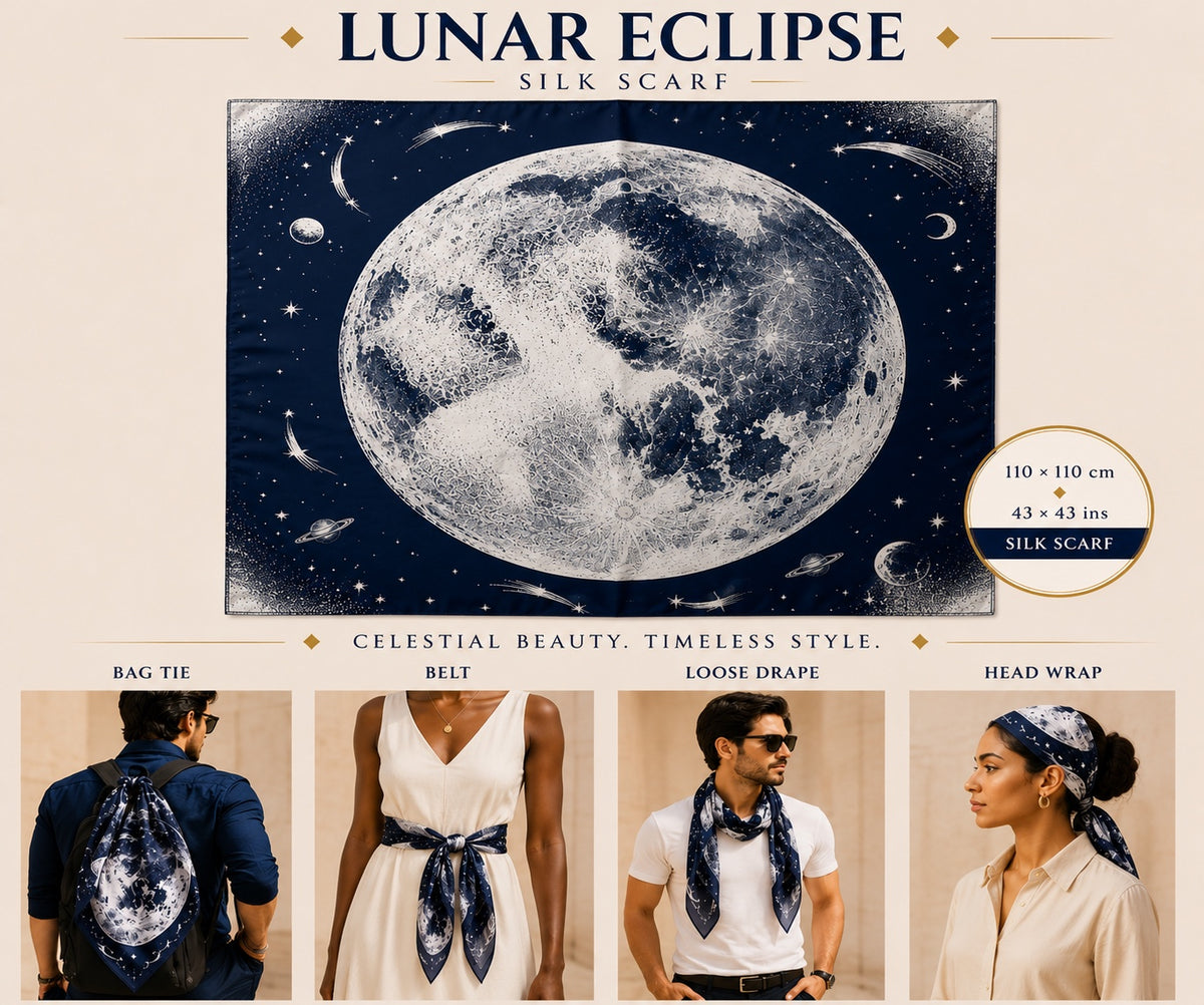 Lunar Eclipse Silk Scarf — 110 × 110 cm