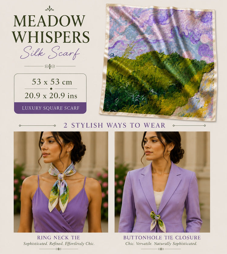 Meadow Whispers 53 × 53 cm silk scarf from The Silk Edit