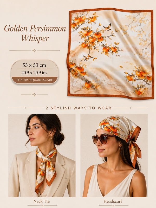 Golden Persimmon Whisper Silk Scarf