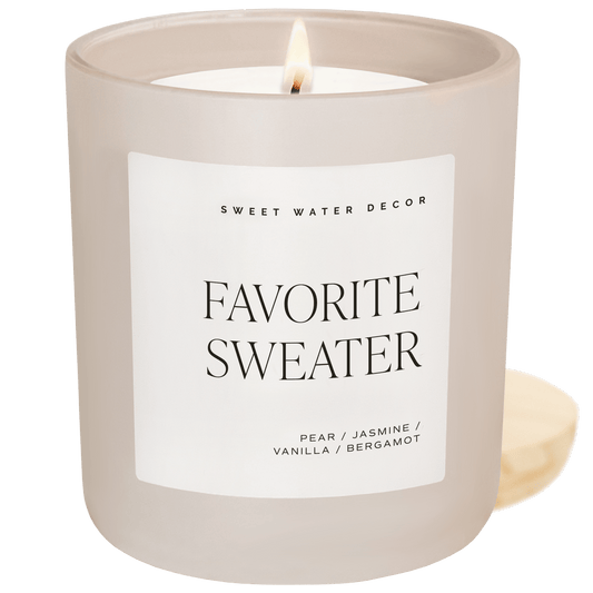Favorite Sweater cashmere and vanilla 15 oz soy candle