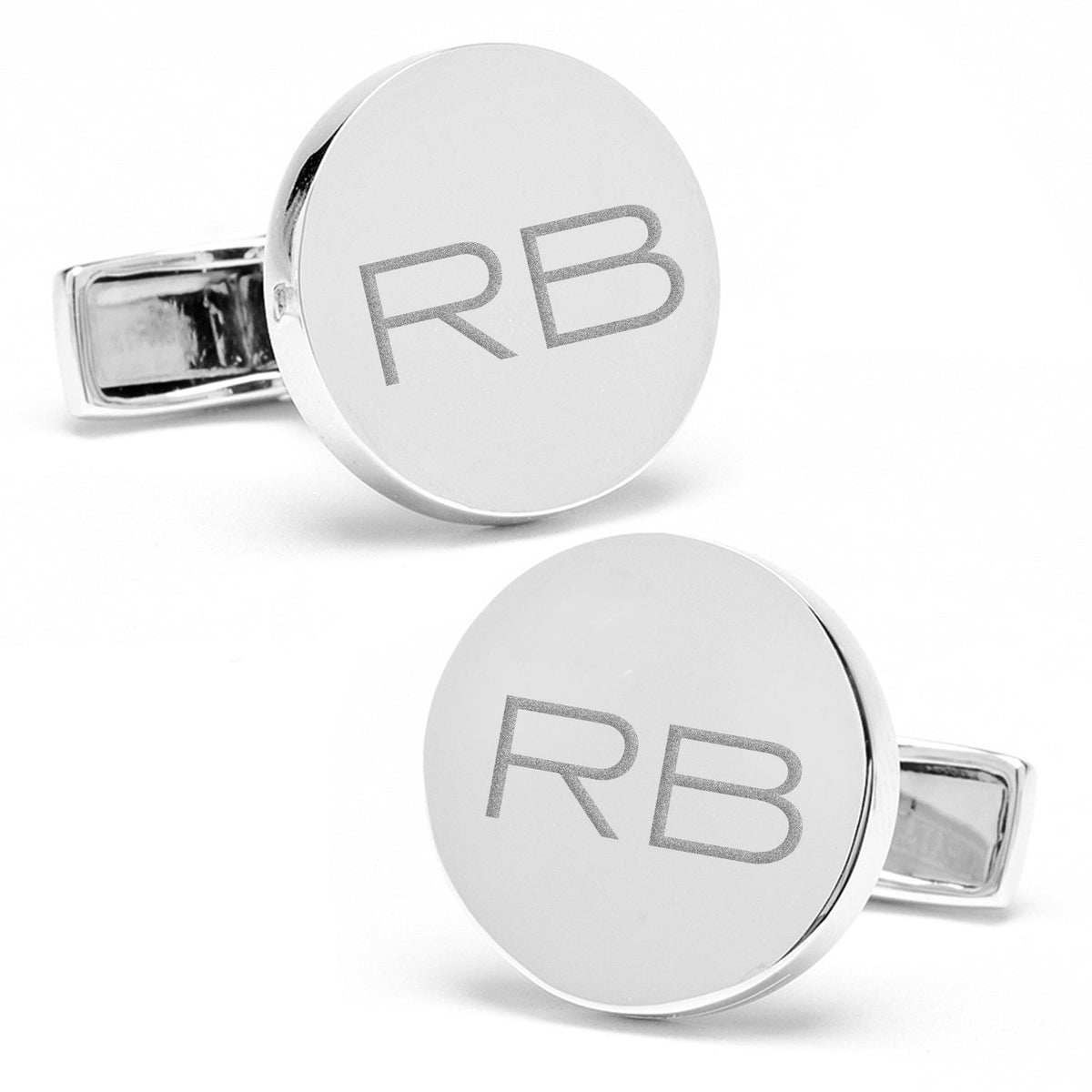Additional product view of sterling silver Infinity Edge round cufflinks.